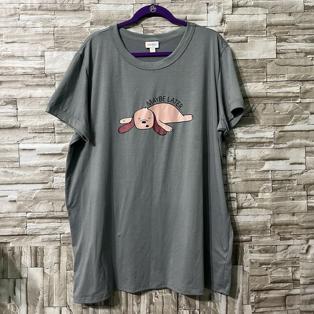 Womens Lularoe Liv Sleepy Panda Puppy HTF Unicorn Size 3XL 🦄 Carbón Gray